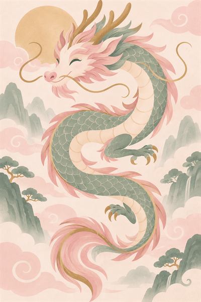 Dragon — Chinese zodiac illustration in flat vector style