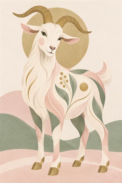 Goat — Chinese zodiac illustration in flat vector style