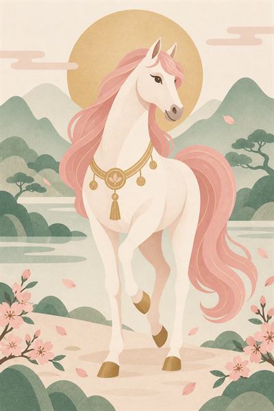 Horse — Chinese zodiac illustration in flat vector style