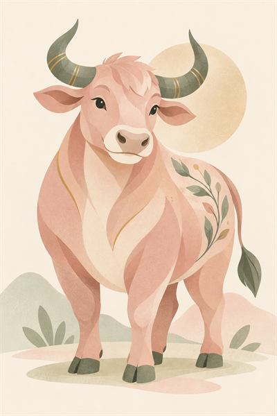 Ox — Chinese zodiac illustration in flat vector style