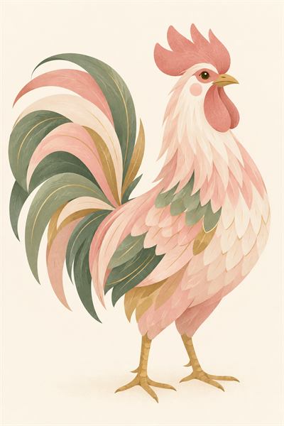 Rooster — Chinese zodiac illustration in flat vector style