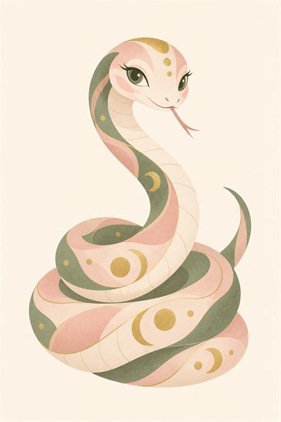 Snake — Chinese zodiac illustration in flat vector style