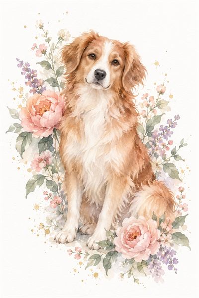 Dog — Chinese zodiac illustration in watercolour style