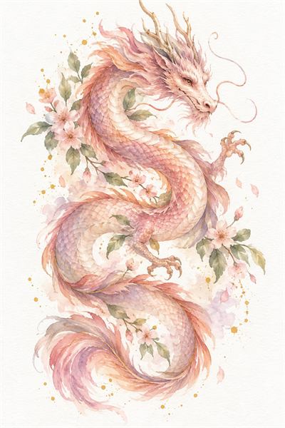 Dragon — Chinese zodiac illustration in watercolour style