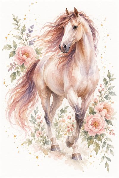 Horse — Chinese zodiac illustration in watercolour style