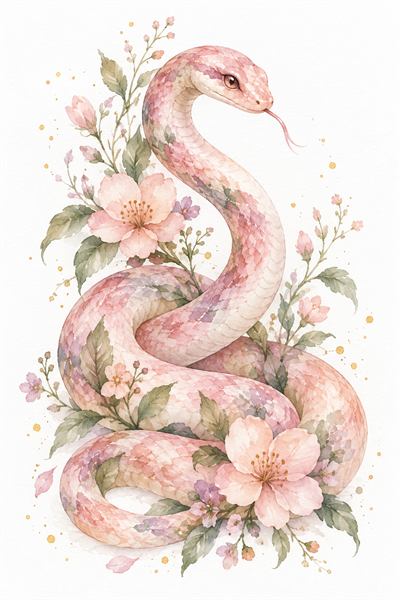 Snake — Chinese zodiac illustration in watercolour style