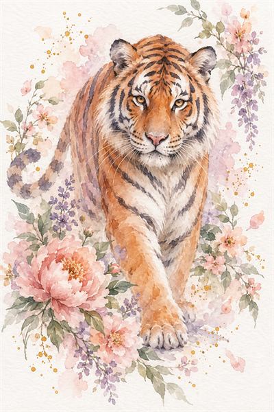 Tiger — Chinese zodiac illustration in watercolour style